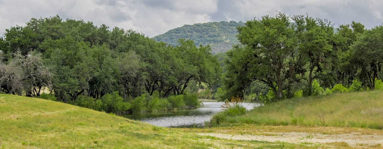 View of the Texas Hill Country and Creek at Rancho Madrono